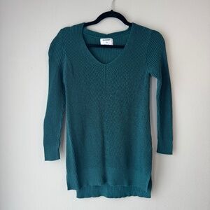 Green Old Navy V-neck PETITE Tunic Sweater size XS